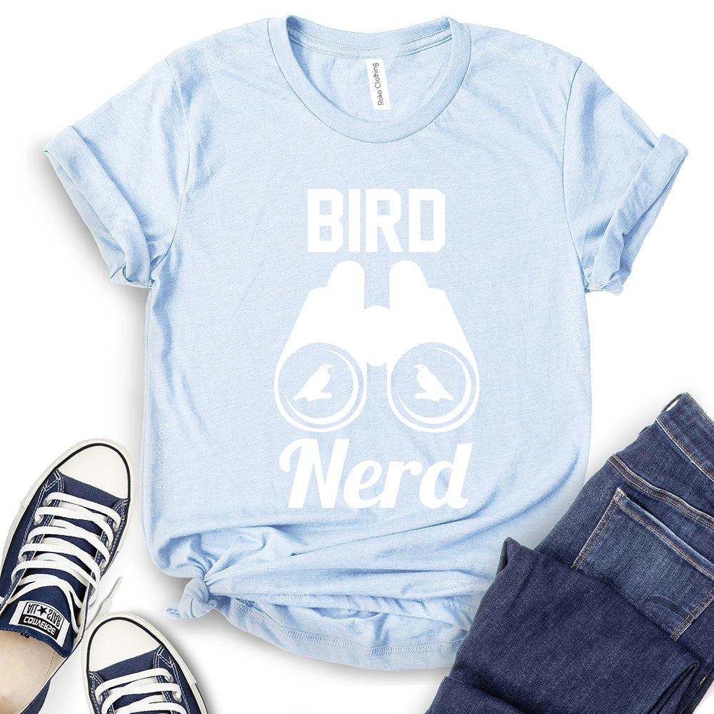 Bird Nerd Text Bird in Binocular Design T-Shirt