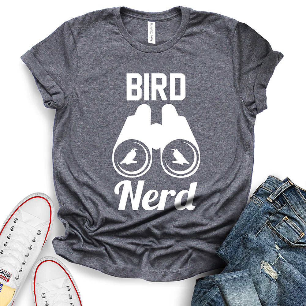 Bird Nerd Text Bird in Binocular Design T-Shirt