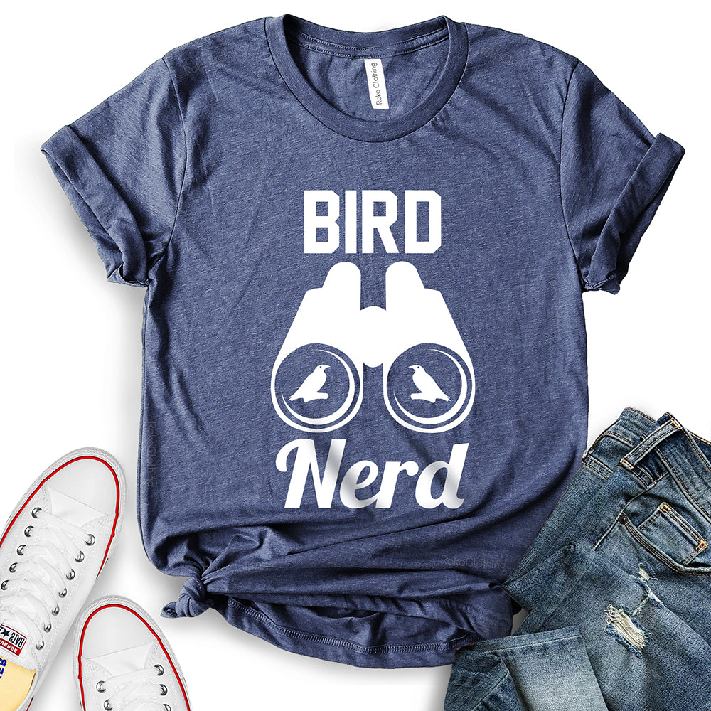 Bird Nerd Text Bird in Binocular Design T-Shirt