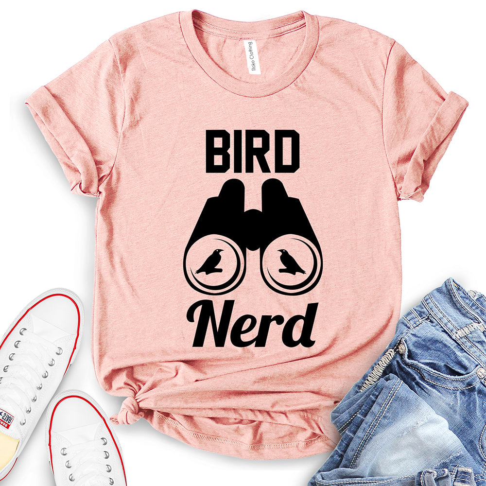 Bird Nerd Text Bird in Binocular Design T-Shirt