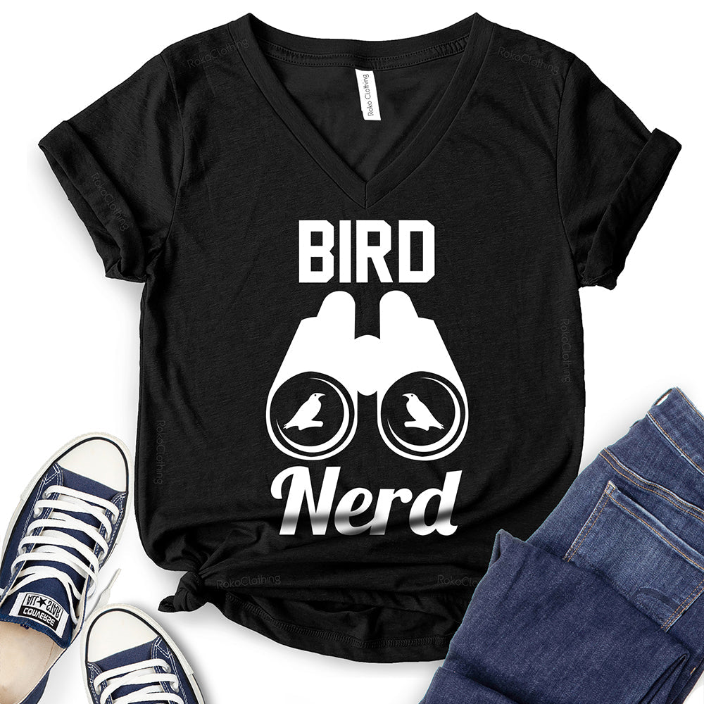 Bird Nerd Text Bird in Binocular Design T-Shirt