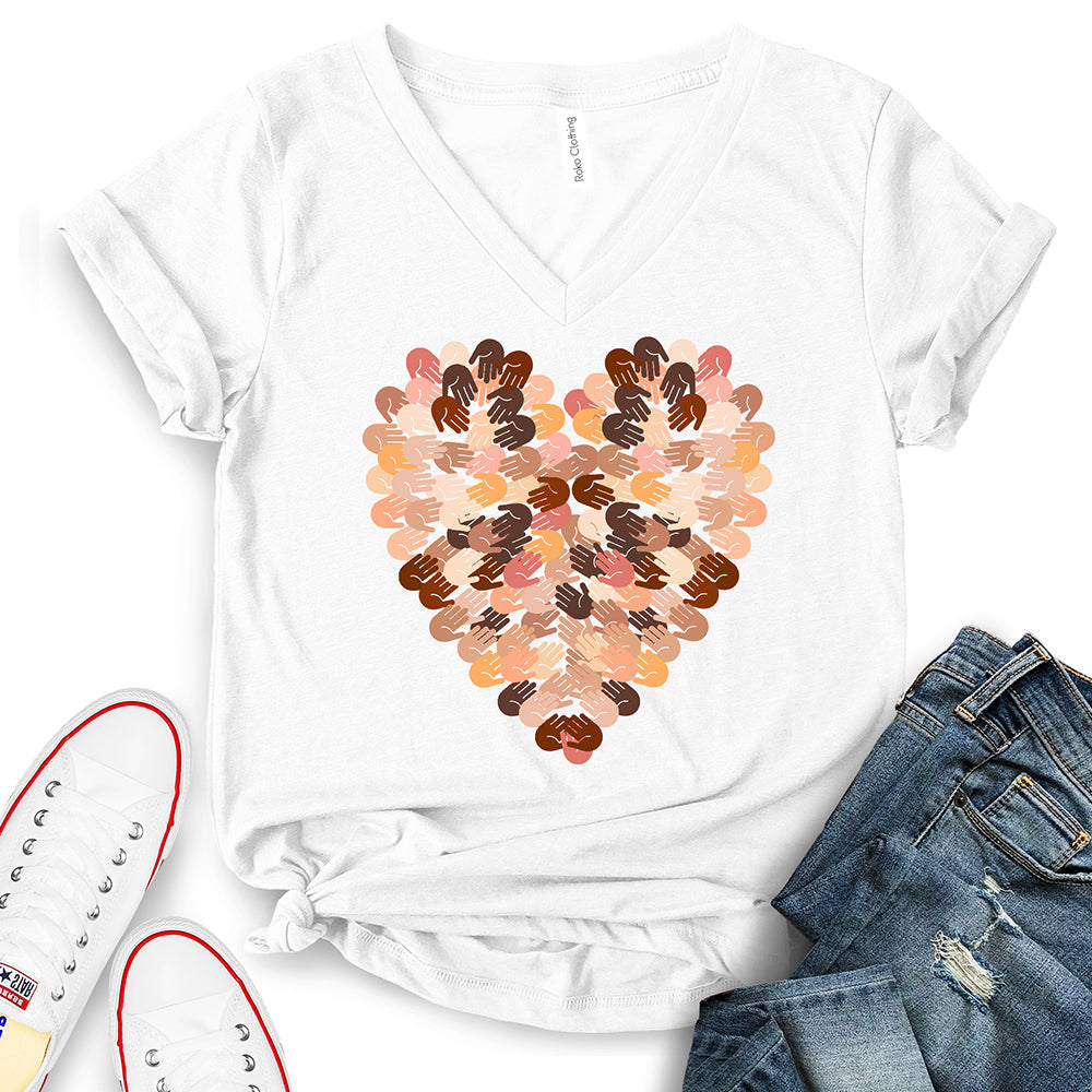 Different Races Skin Colors of Hands Heart Design T-Shirt