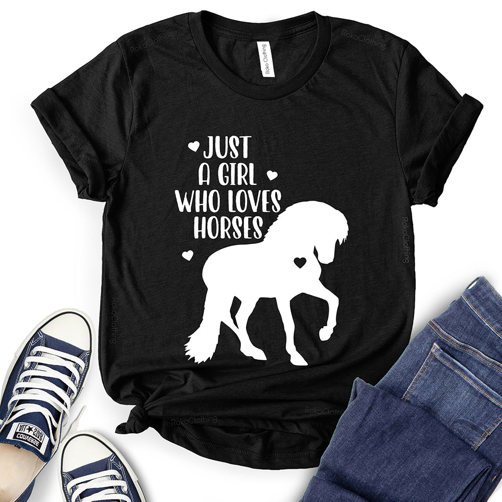 Just A Girl Who Loves Horses Girls Western T-Shirt