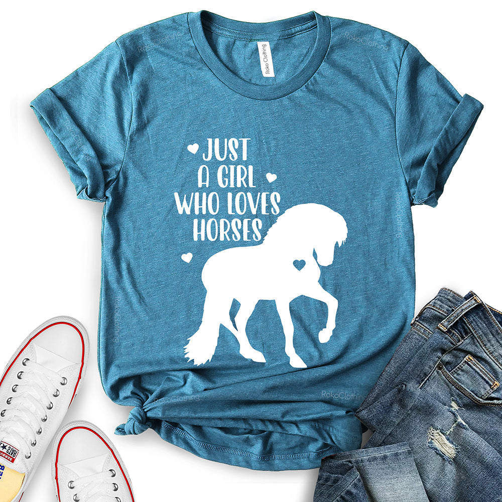 Just A Girl Who Loves Horses Girls Western T-Shirt