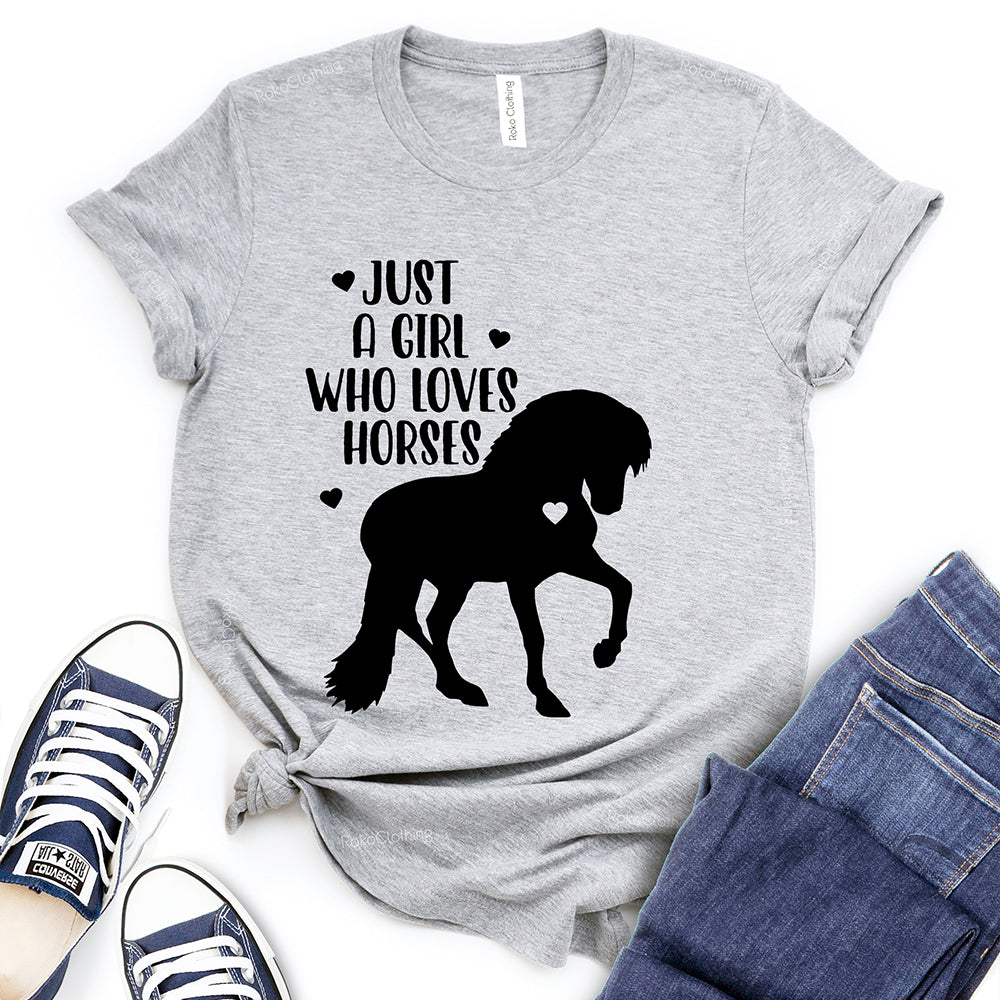 Just A Girl Who Loves Horses Girls Western T-Shirt