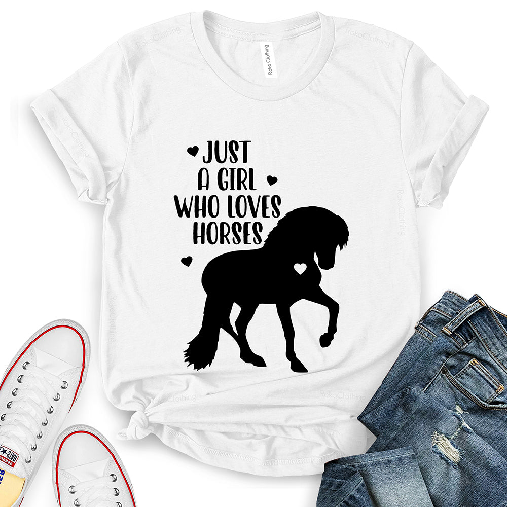 Just A Girl Who Loves Horses Girls Western T-Shirt