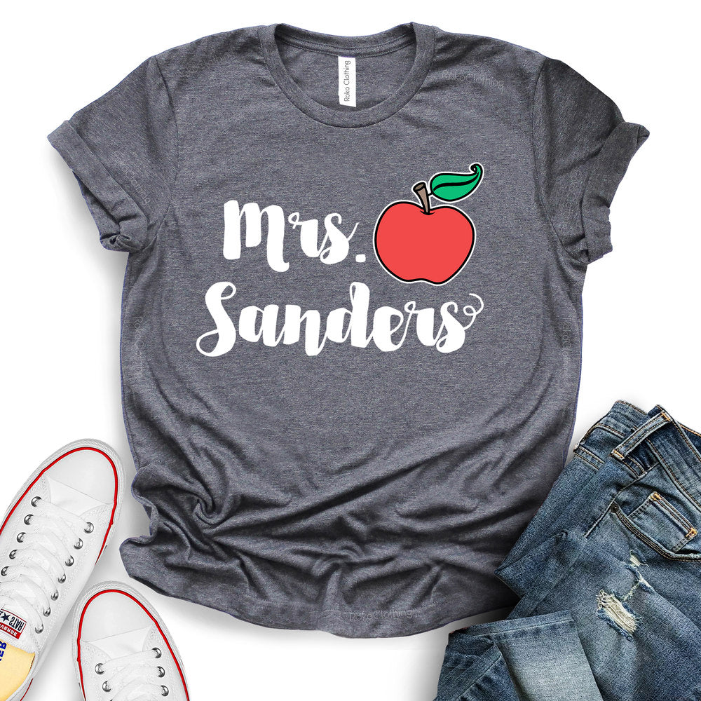 Mrs Sanders Apple Customizable T-shirt