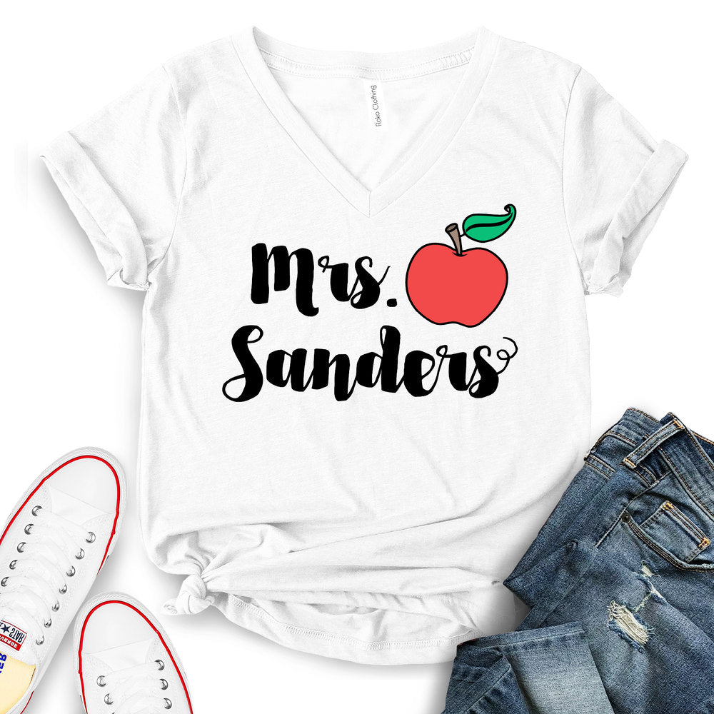 Mrs Sanders Apple Customizable T-shirt