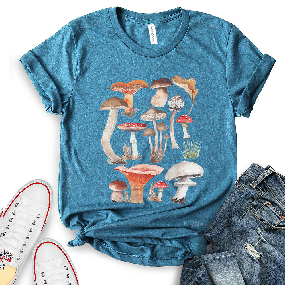 Vintage Mushrooms Illustration T-Shirt