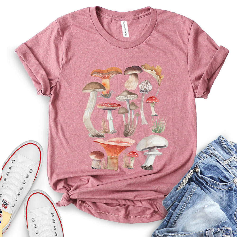 Vintage Mushrooms Illustration T-Shirt