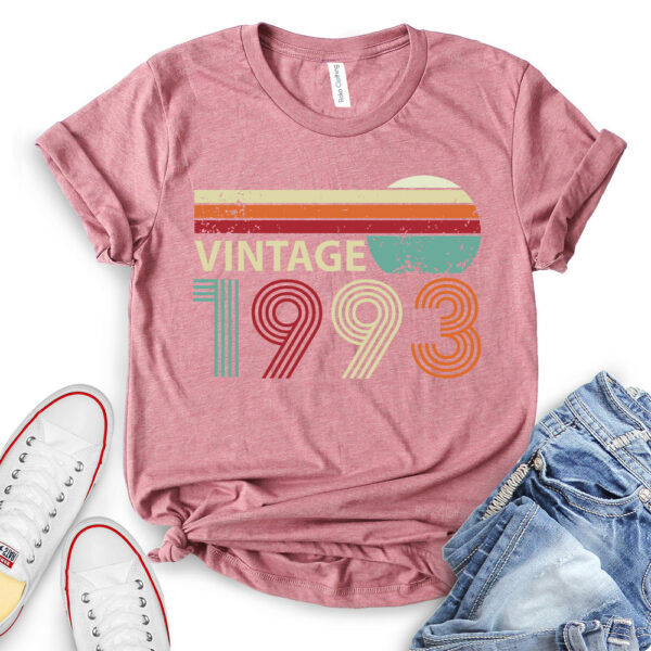 1993 Vintage T-Shirt for Women - Ideas for 30th Birthday Gift - heather mauve