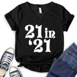21 in 21 t shirt v neck for women black
