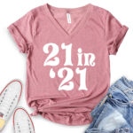 21 in 21 t shirt v neck for women heather mauve