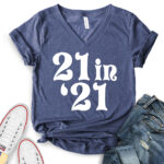 21 in 21 t shirt v neck for women heather navy