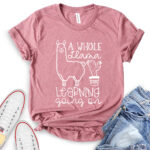 a whole llama learning going on t shirt heather mauve