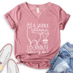 a whole llama learning going on t shirt v neck for women heather mauve