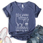 a whole llama learning going on t shirt v neck for women heather navy