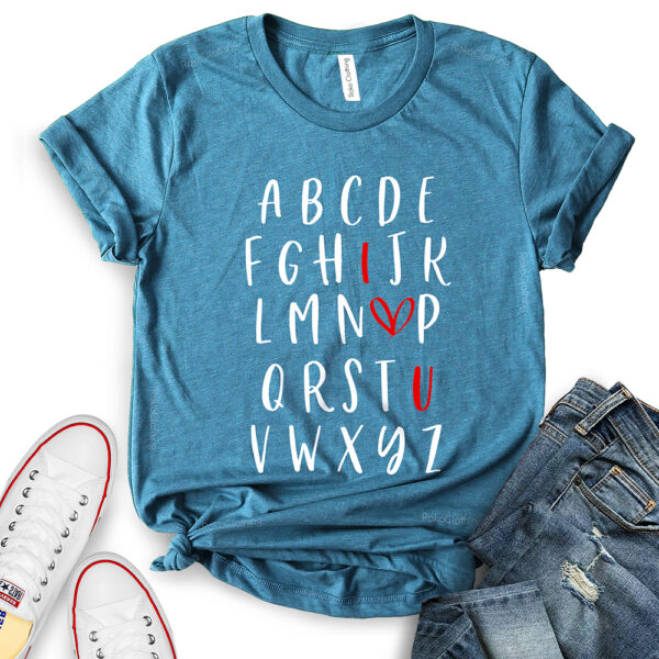 abc i love you t shirt for women heather deep teal
