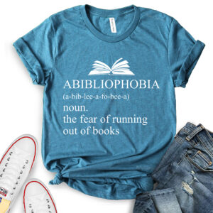 abibliophobia t shirt for women heather deep teal