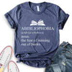 abibliophobia t shirt for women heather navy