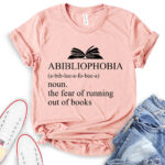 abibliophobia t shirt heather peach