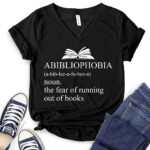 abibliophobia t shirt v neck for women black