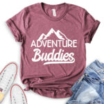 adventure buddies t shirt heather maroon