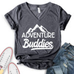 adventure buddies t shirt v neck for women heather dark grey