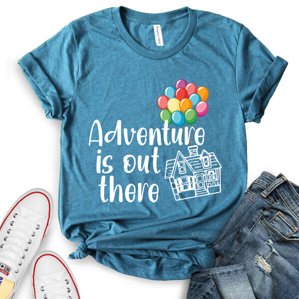 adventure is out there t shirt for women heather deep teal