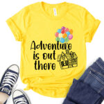 adventure is out there t shirt for women yellow