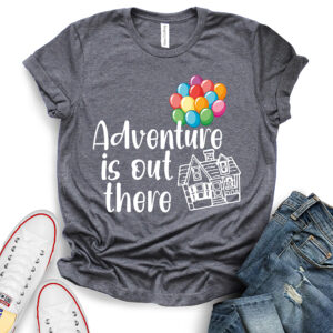 adventure is out there t shirt heather dark grey