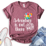 adventure is out there t shirt heather maroon