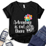 adventure is out there t shirt v neck for women black