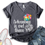 adventure is out there t shirt v neck for women heather dark grey