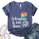 adventure is out there t shirt v neck for women heather navy