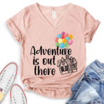adventure is out there t shirt v neck for women heather peach
