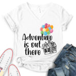 adventure is out there t shirt v neck for women white
