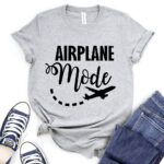 airplane mode t shirt for women heather light grey