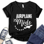 airplane mode t shirt v neck for women black