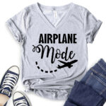 airplane mode t shirt v neck for women heather light grey