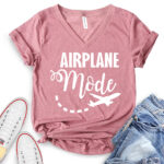 airplane mode t shirt v neck for women heather mauve