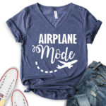 airplane mode t shirt v neck for women heather navy