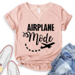 airplane mode t shirt v neck for women heather peach
