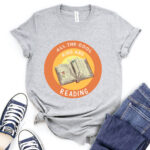 all the cool kids are reading t shirt for women heather light grey