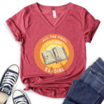 all the cool kids are reading t shirt v neck for women heather cardinal