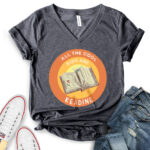 all the cool kids are reading t shirt v neck for women heather dark grey