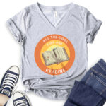 all the cool kids are reading t shirt v neck for women heather light grey