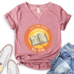 all the cool kids are reading t shirt v neck for women heather mauve