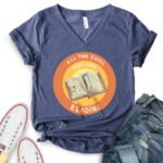 all the cool kids are reading t shirt v neck for women heather navy
