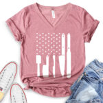american chef t shirt v neck for women heather mauve